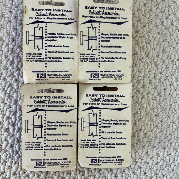 Metal Cabinet Knobs White Gold Tone Flowers Enamel Lot of 4 NOS VTG Hardware - Picture 4 of 4